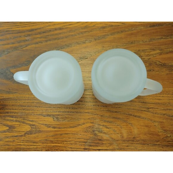 Vintage Frosted Glass Mugs No Logo VGC 4-3/4 x 3-1/4" PLUS HANDLE - Picture 7 of 7
